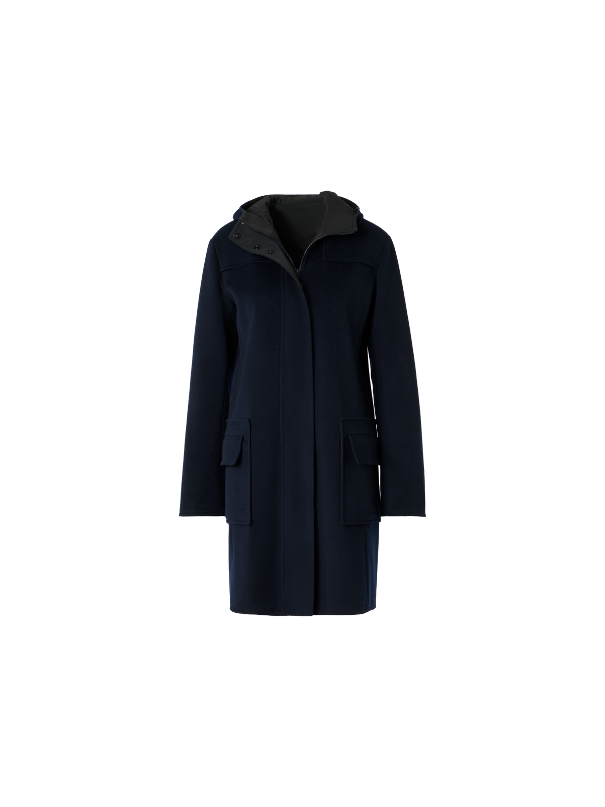 Designer Wendbarer Wolle und Shell Mantel - Schwarz - Dunkelblau - Blau - Bunt