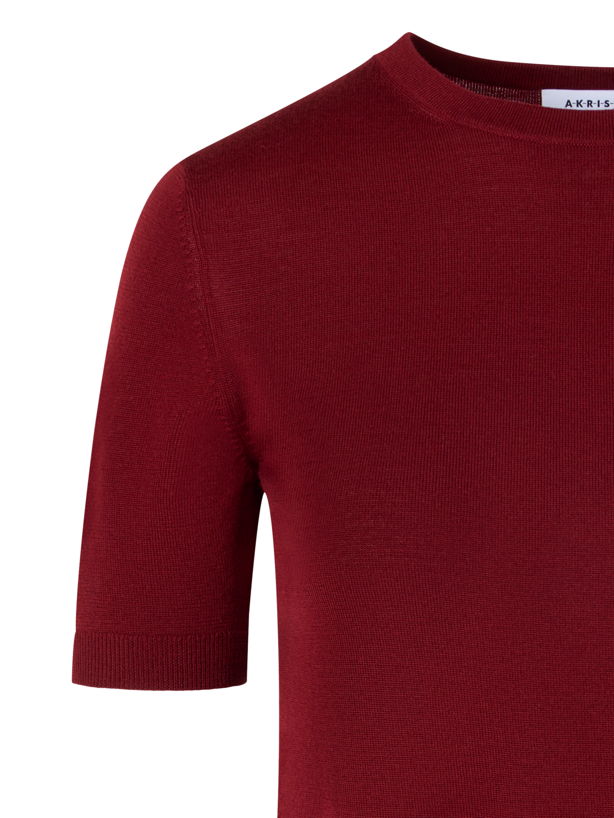 Designer Kurzärmeliger Strickpullover aus Merinowolle - Rot