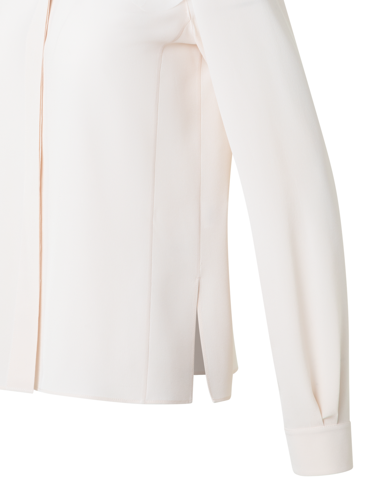 Designer Seidenbluse mit 3D Organza-Anemone - Ecru - Weiss