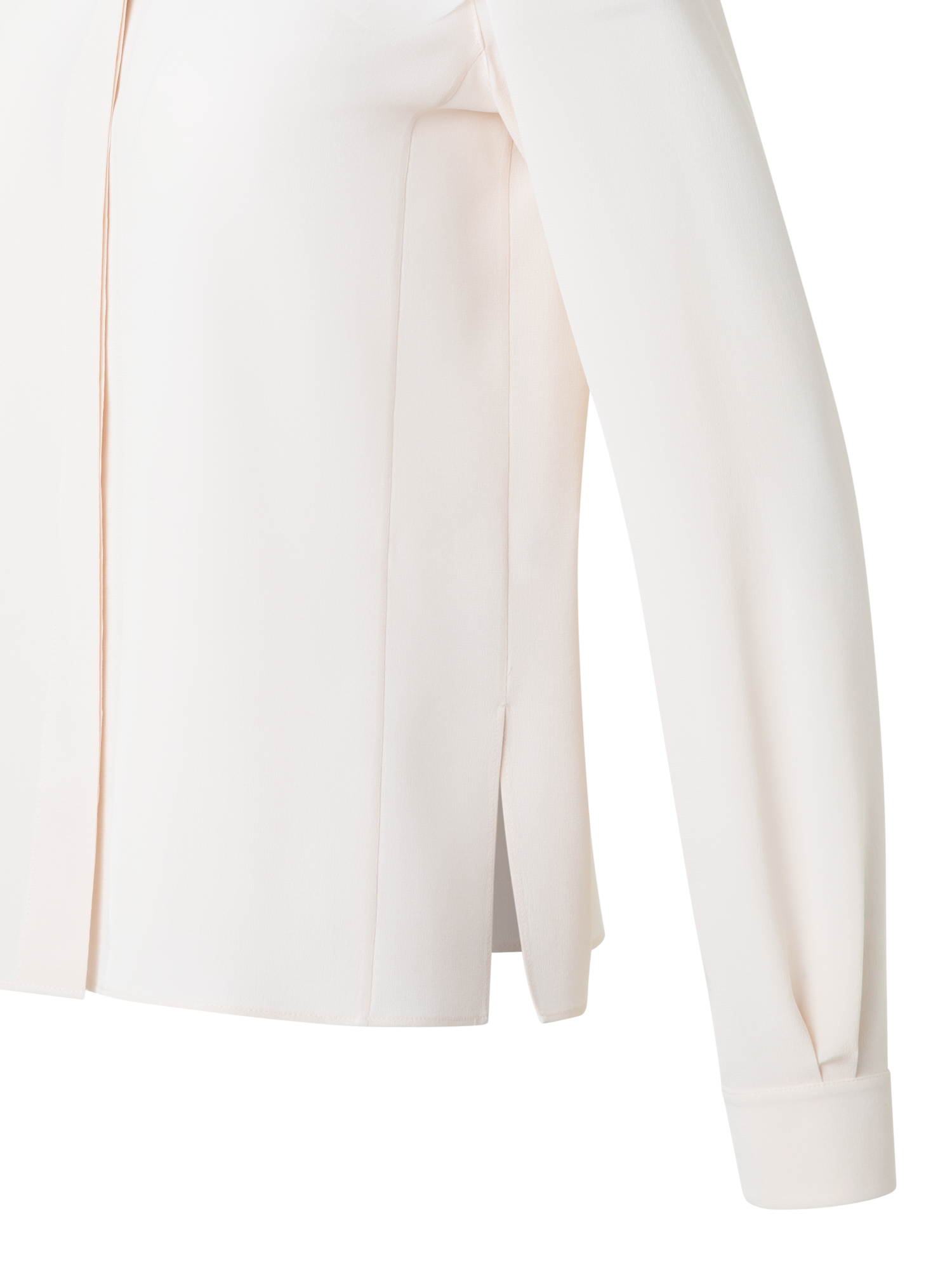 Designer Seidenbluse mit 3D Organza-Anemone - Ecru - Weiss