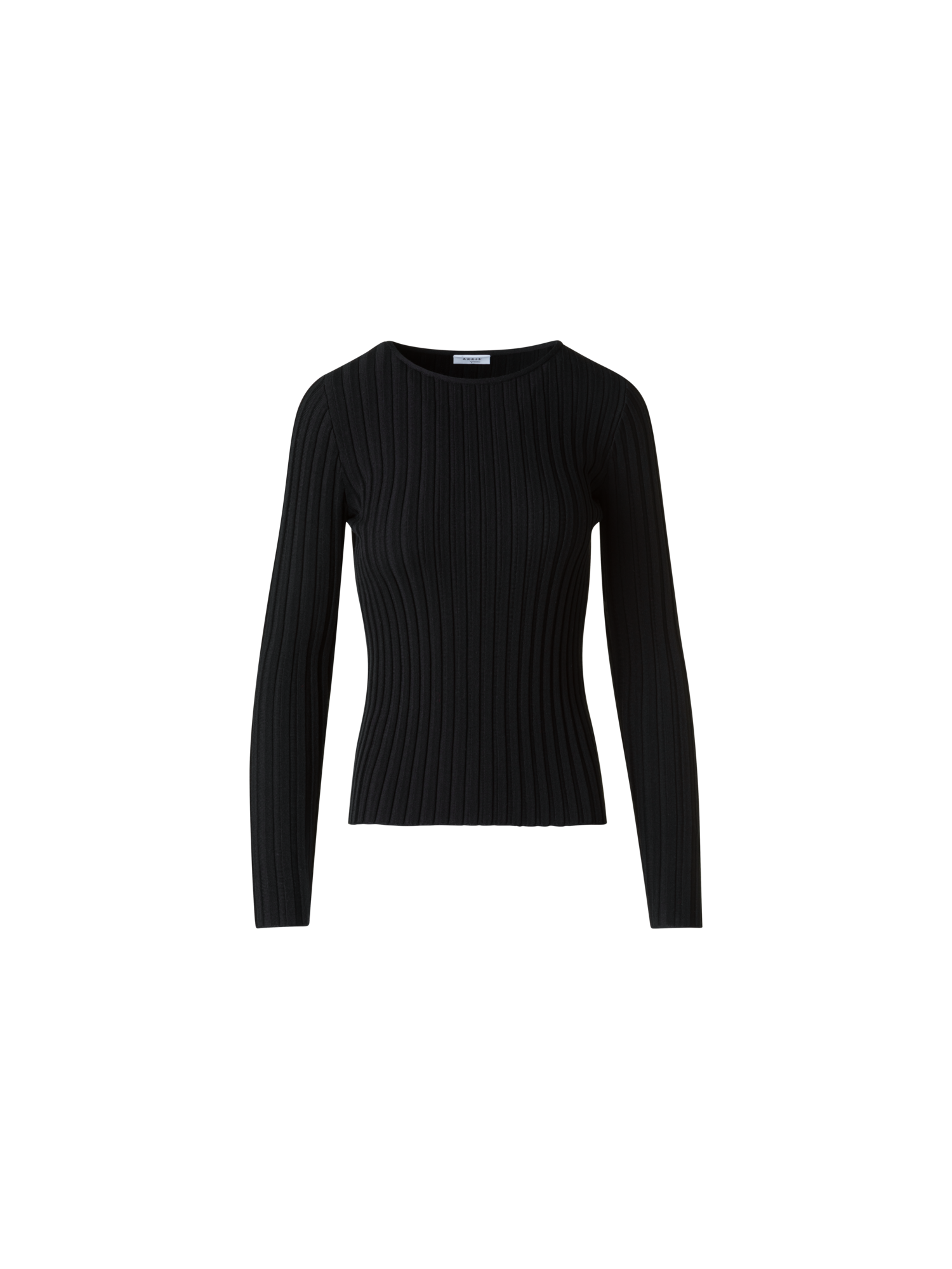 Designer Merino Wolle Rippenstrick Pullover - Schwarz