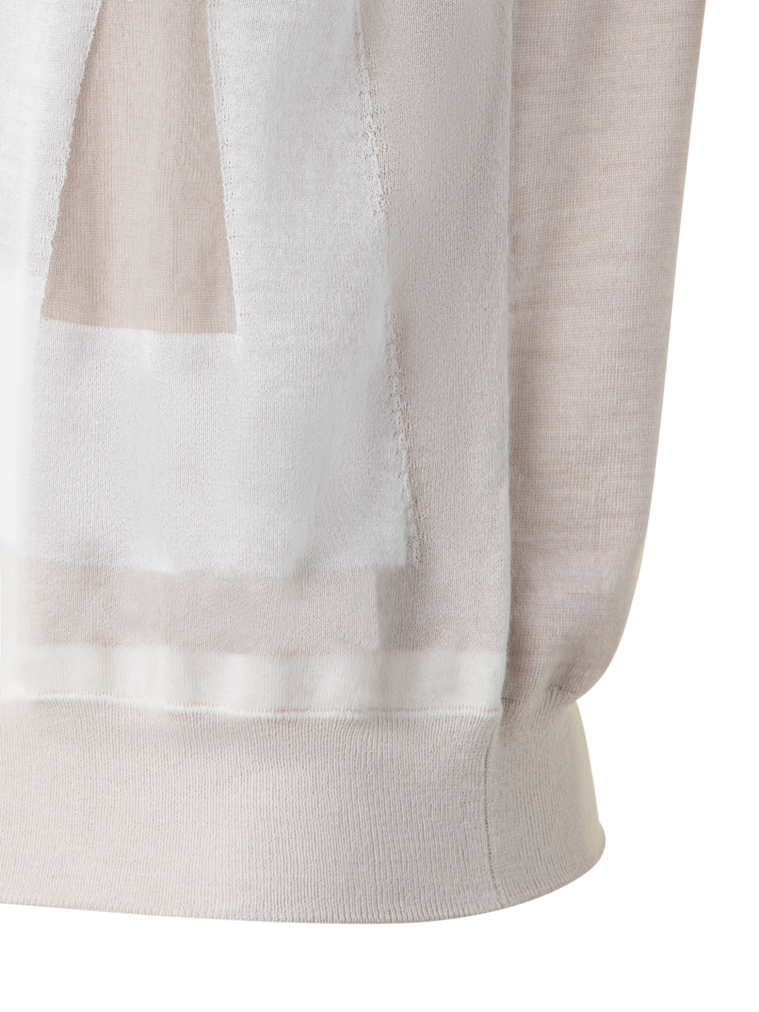 Designer Doppellagiger Intarsien-Kurzarmpullover - Bunt - Ecru - Beige - Weiss