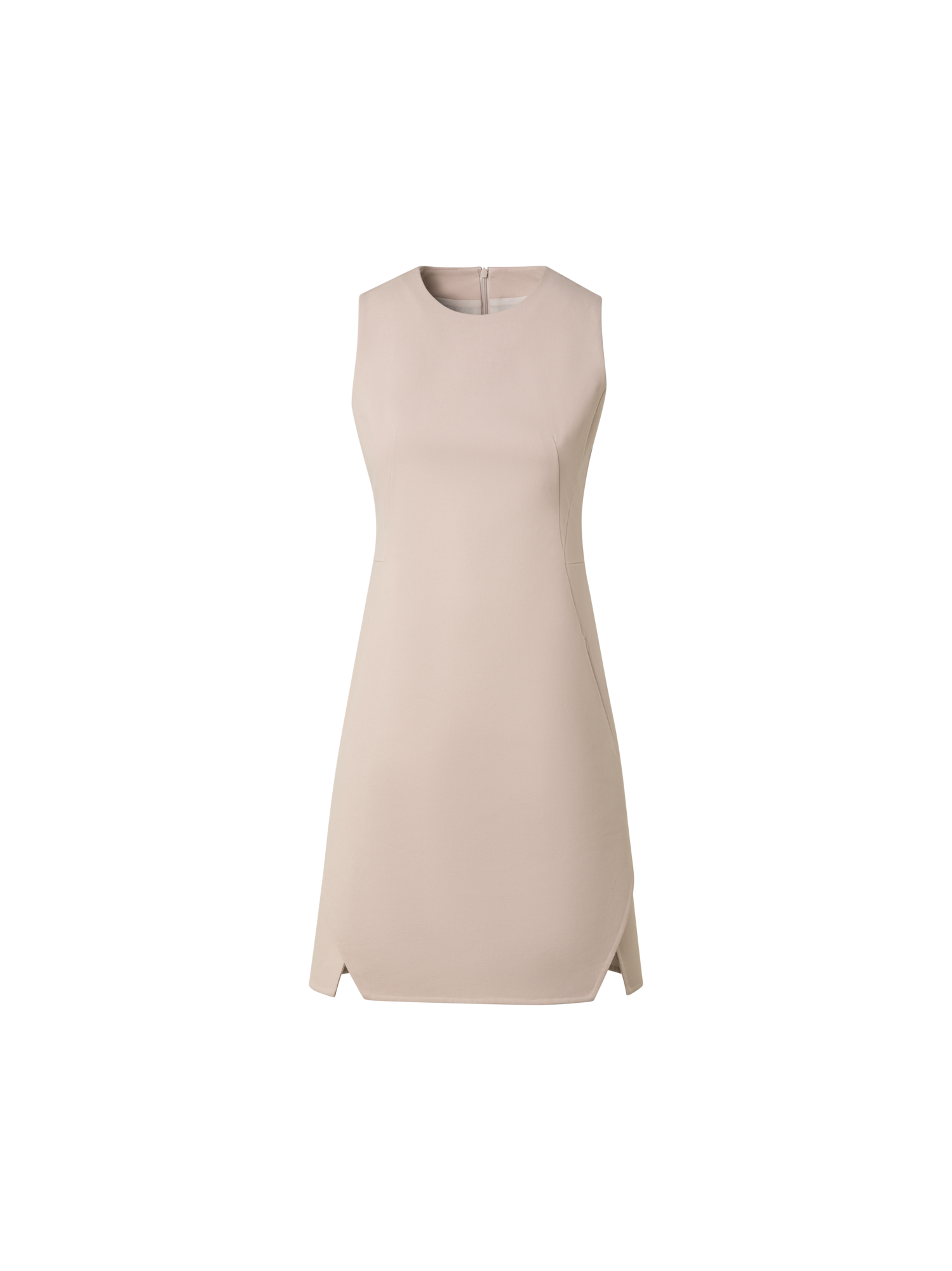 Designer Baumwoll-Doubleface-Etuikleid mit A-Linien-Rock - Beige