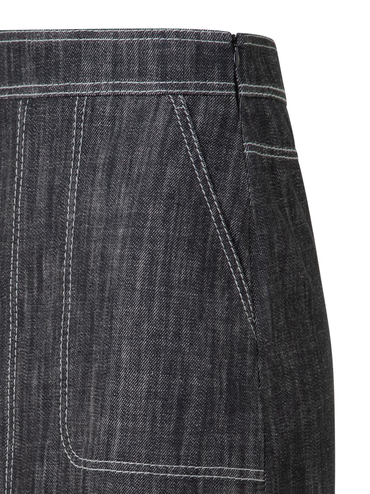 Designer Baumwoll-Denim Jeansrock in A-Linie - Schwarz