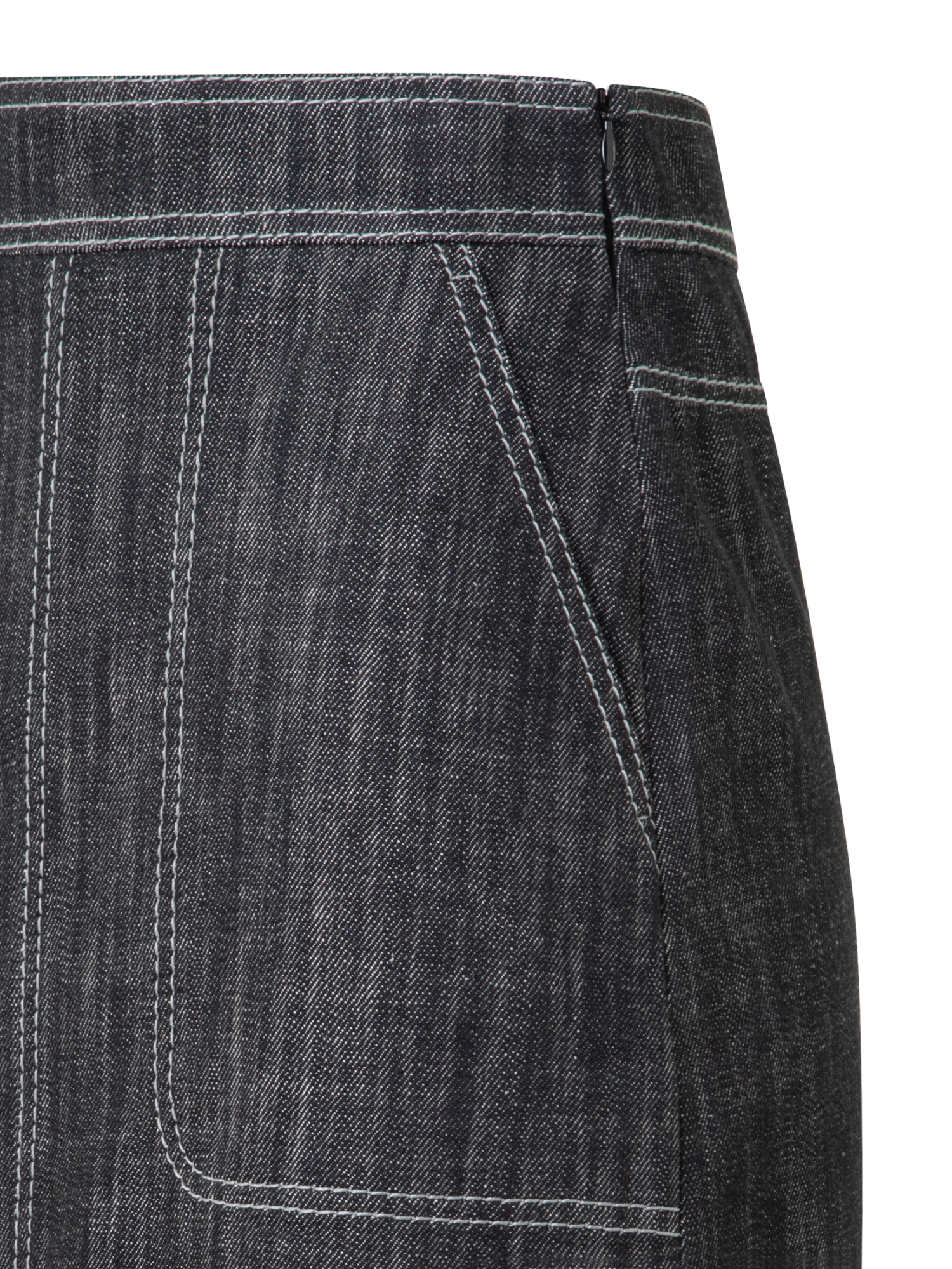 Designer Baumwoll-Denim Jeansrock in A-Linie - Schwarz