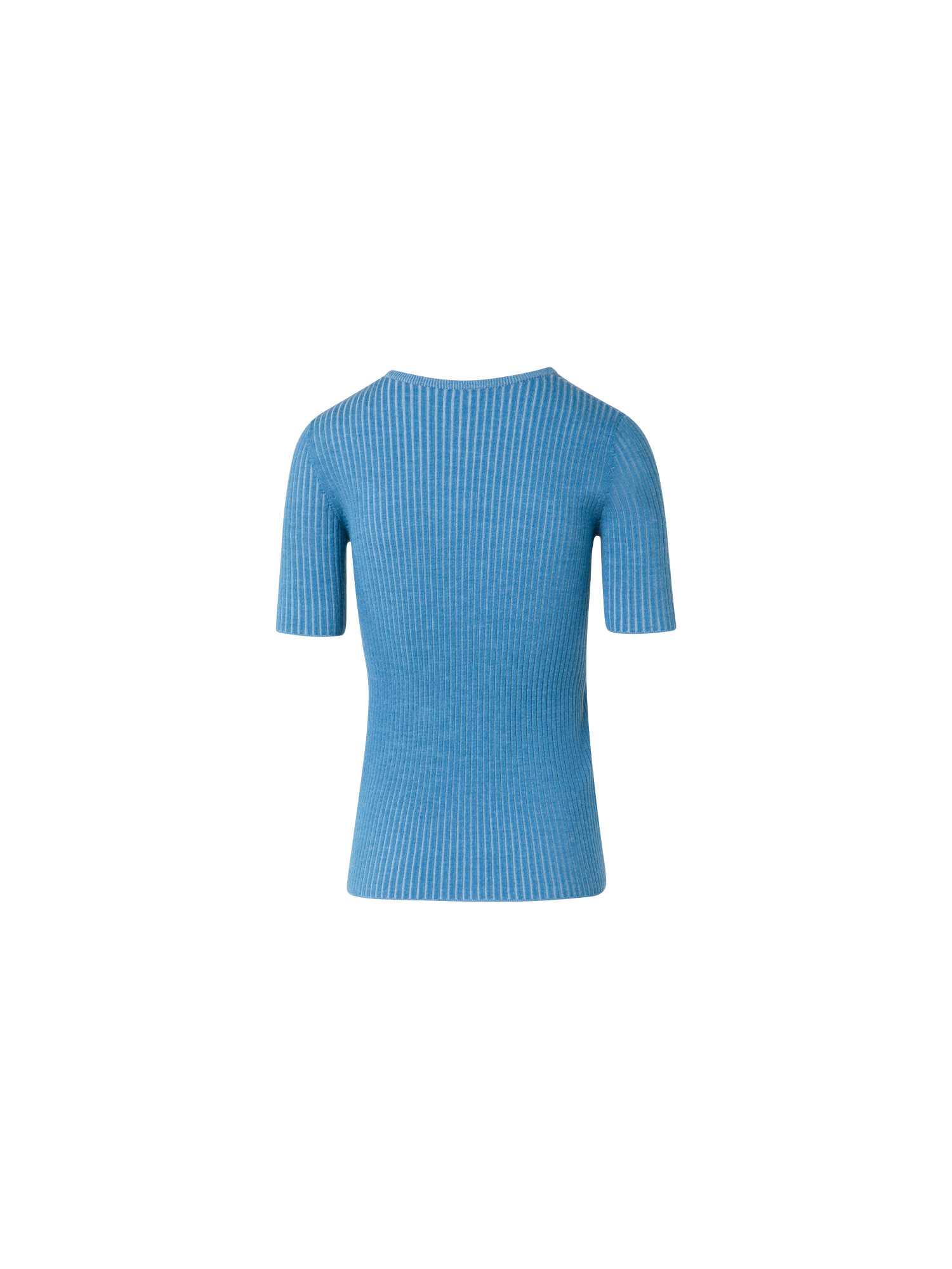 Designer Kurzärmeliges Strickshirt aus Merinowolle - Blau