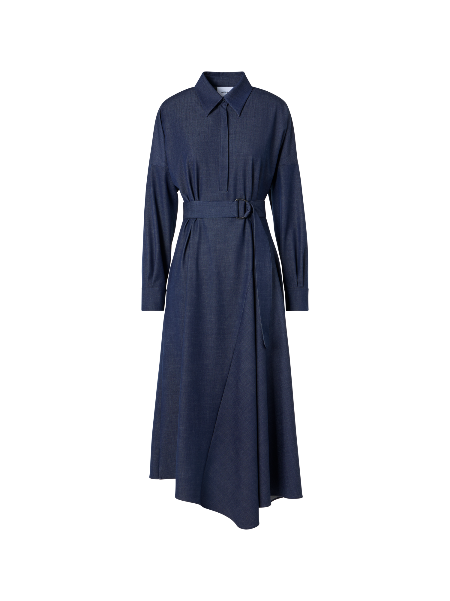 Designer Fliessendes Denim-Midikleid mit Kimonoärmeln - Dunkelblau