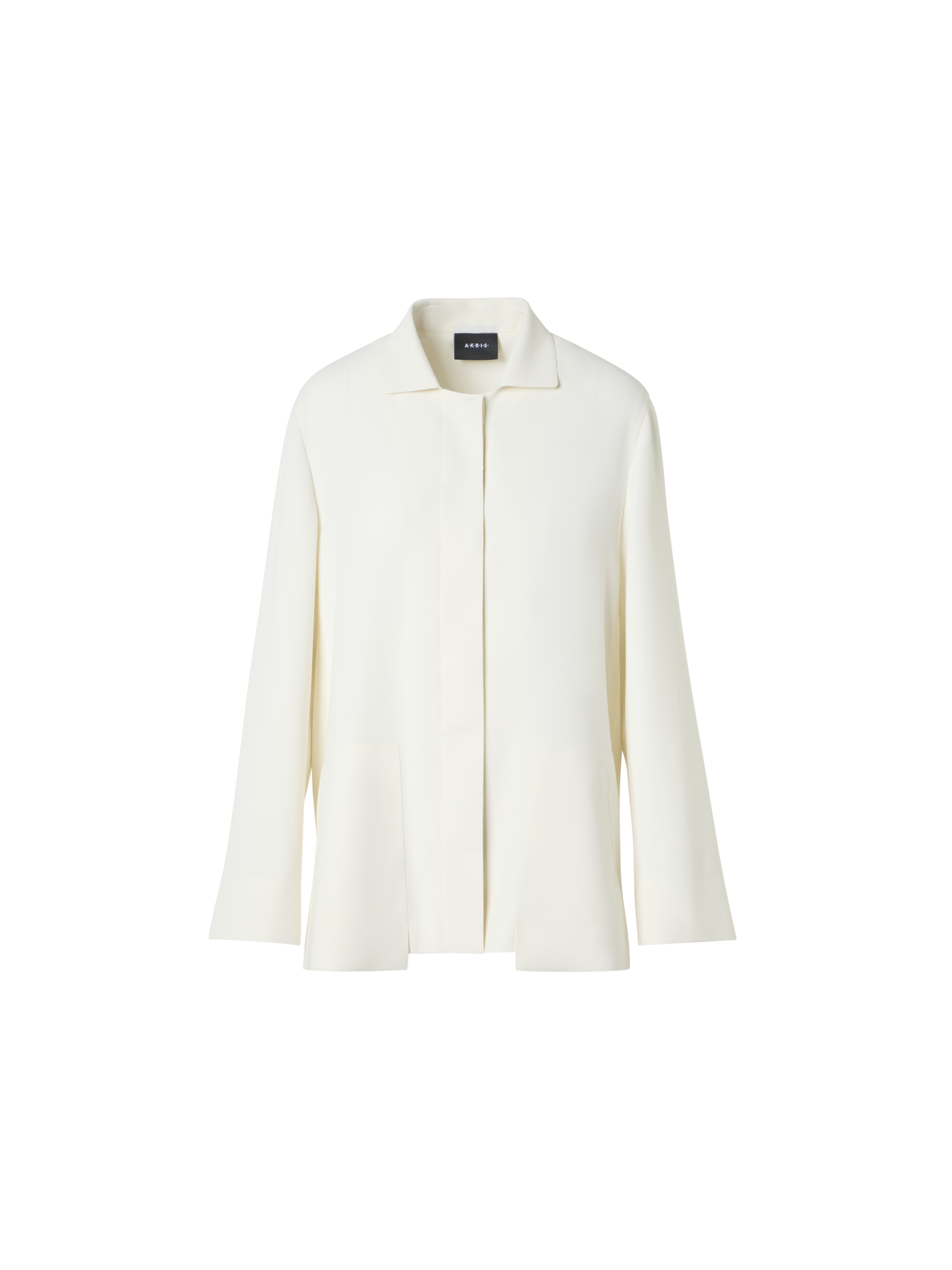 Designer Harp lange Jacke aus Techno-Crêpe mit aufgesetzter Tasche - Ecru