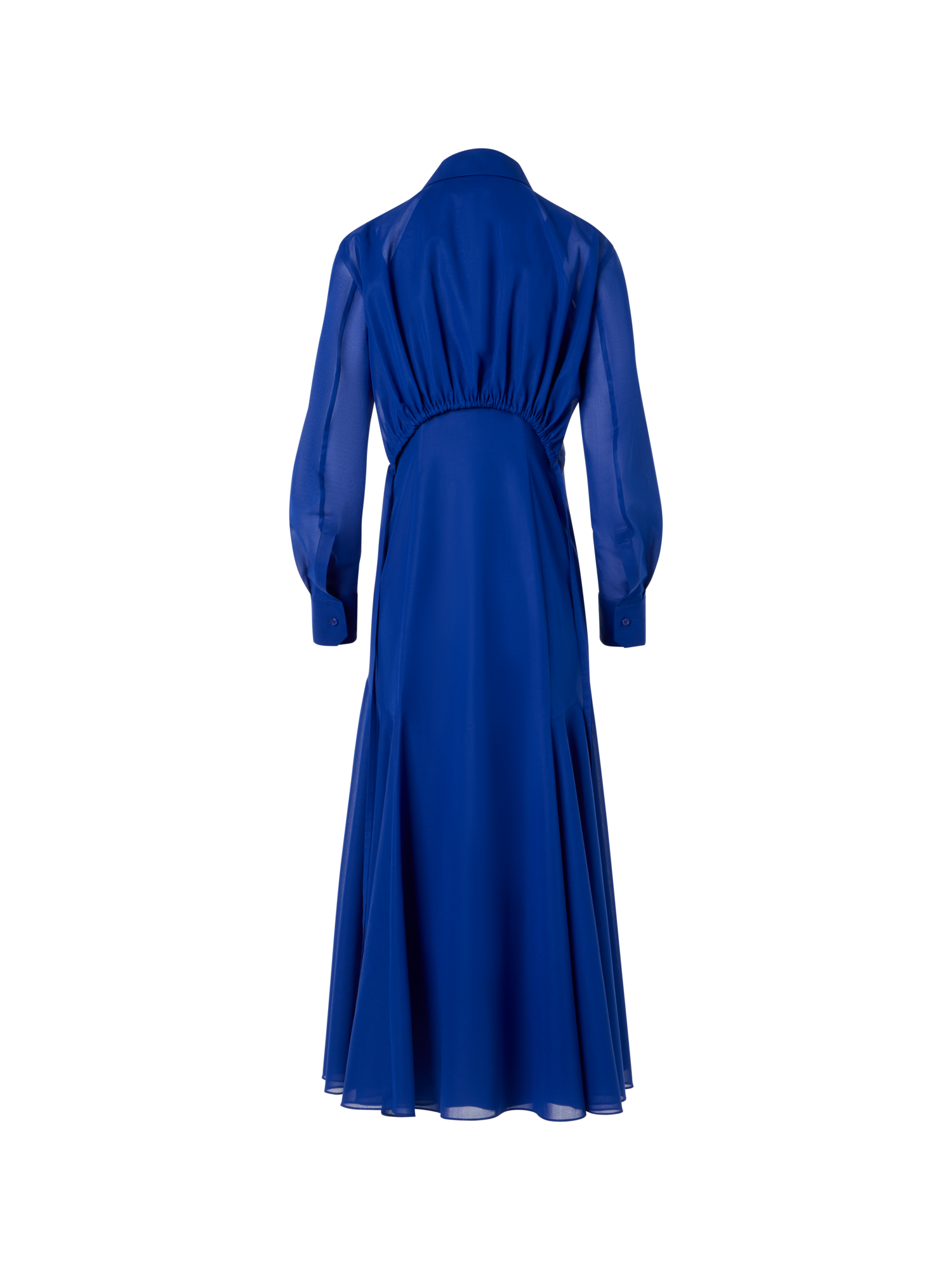 Designer Midikleid in A-Linie aus Baumwoll-Voile - Blau