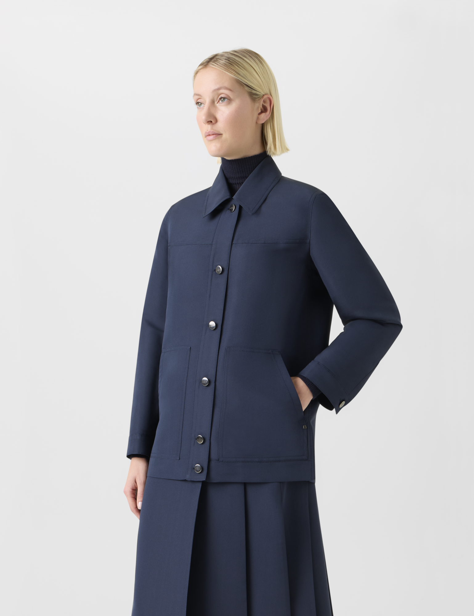 Designer Ottoman Seide Hemdjacke - Dunkelblau - Blau 
