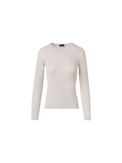 Designer Nahtloser Strickpullover aus Seide und Baumwolle - Beige