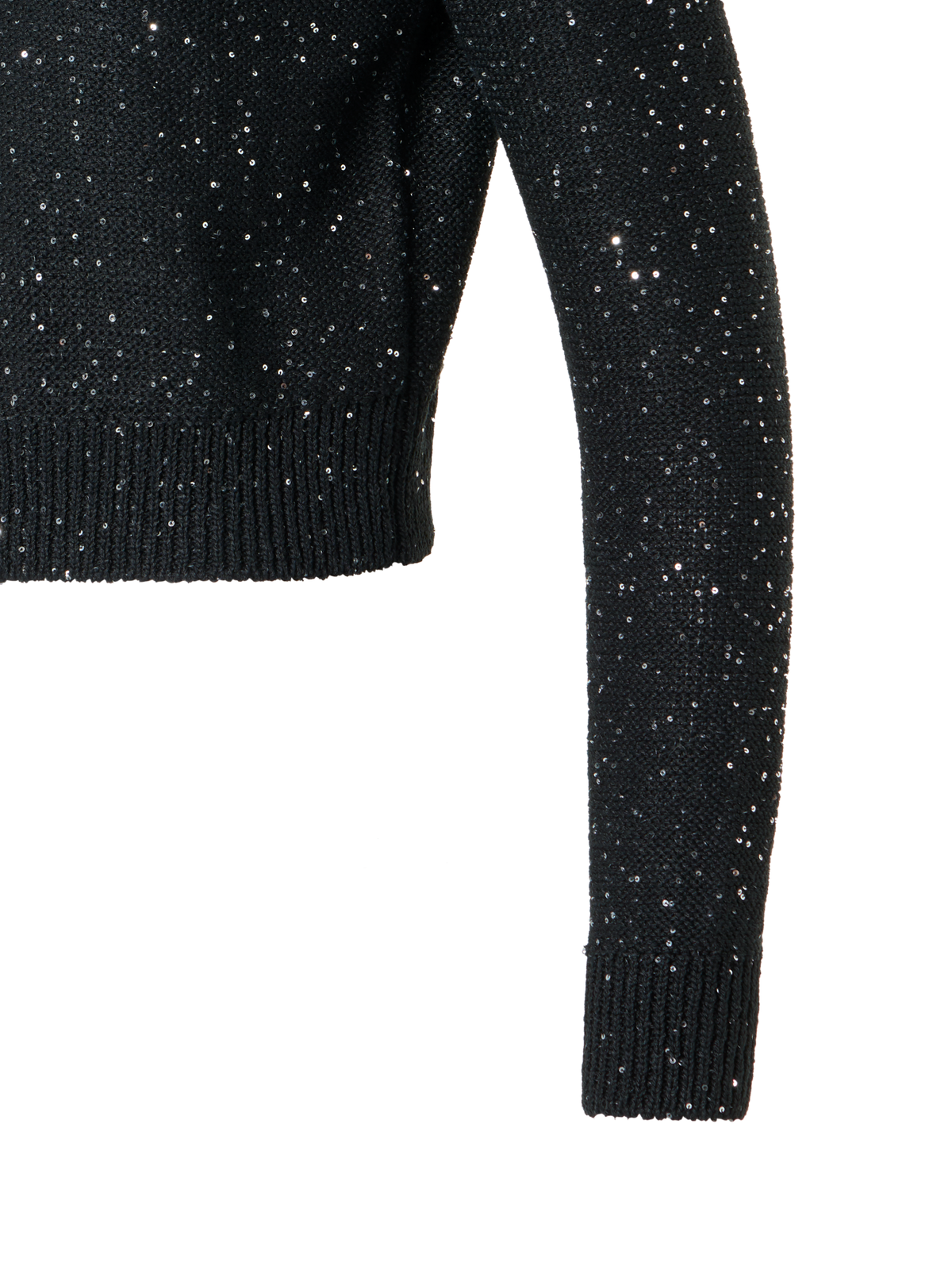 Designer Leinen-Baumwoll-Cardigan mit Mikropailletten - Schwarz