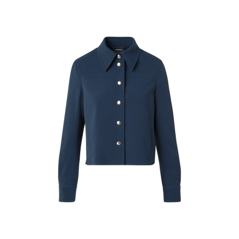 Kurze Boxy-Jacke aus Baumwoll-Doubleface