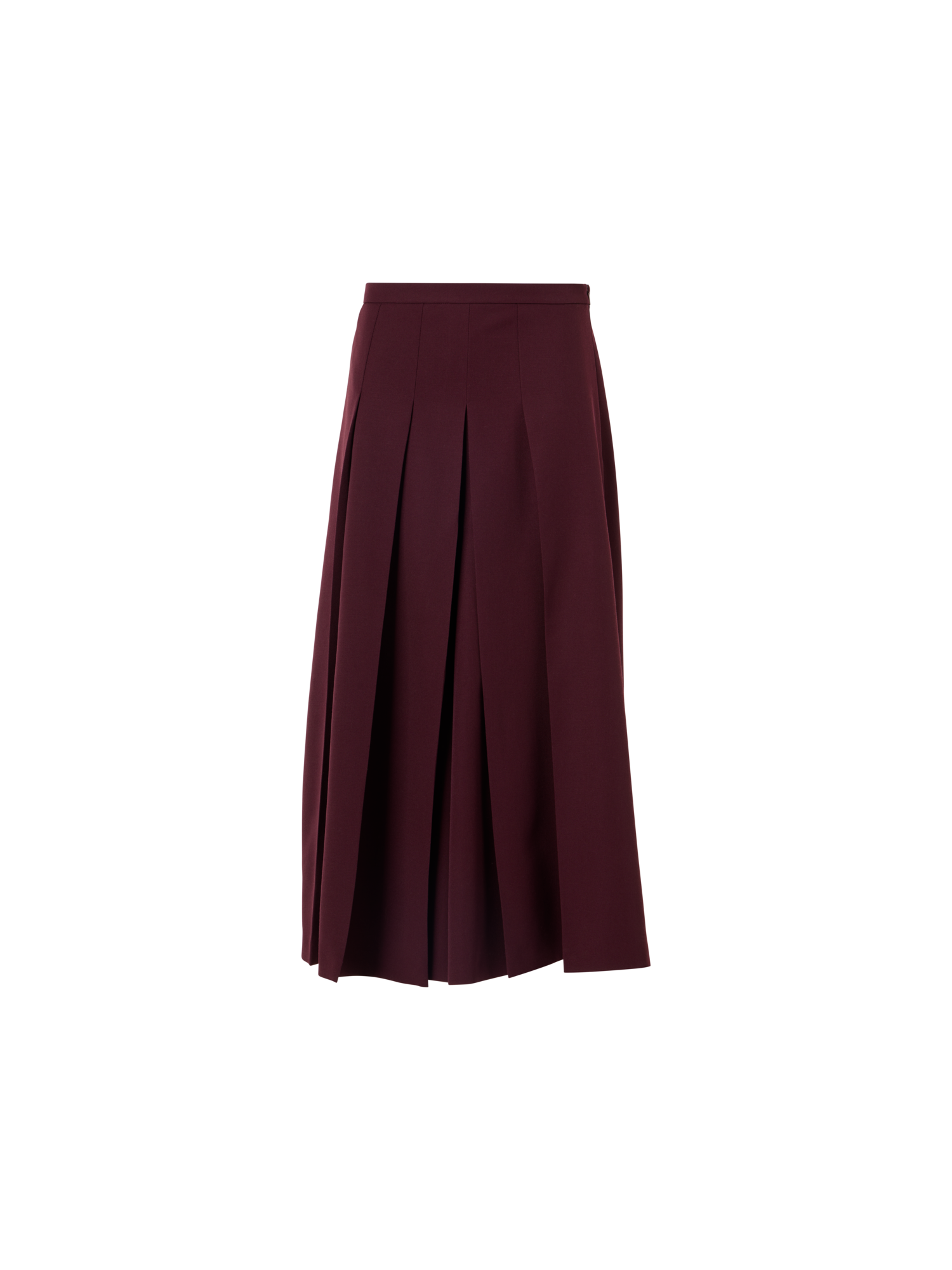 Designer Plissierter Midi-Skort aus Wollgabardine - Rot