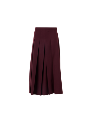 Designer Plissierter Midi-Skort aus Wollgabardine - Rot