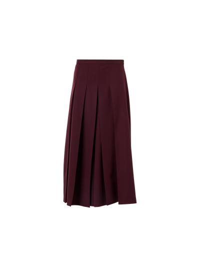 Designer Plissierter Midi-Skort aus Wollgabardine - Rot