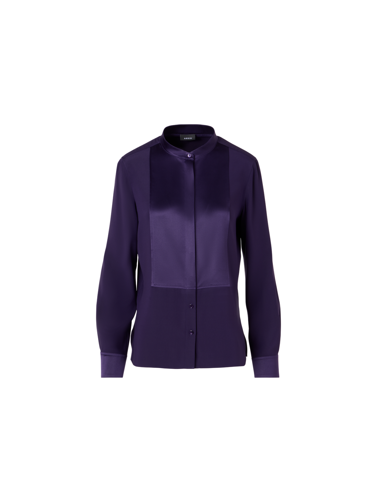 Designer Langärmelige Bluse aus Seiden-Stretch - Violett