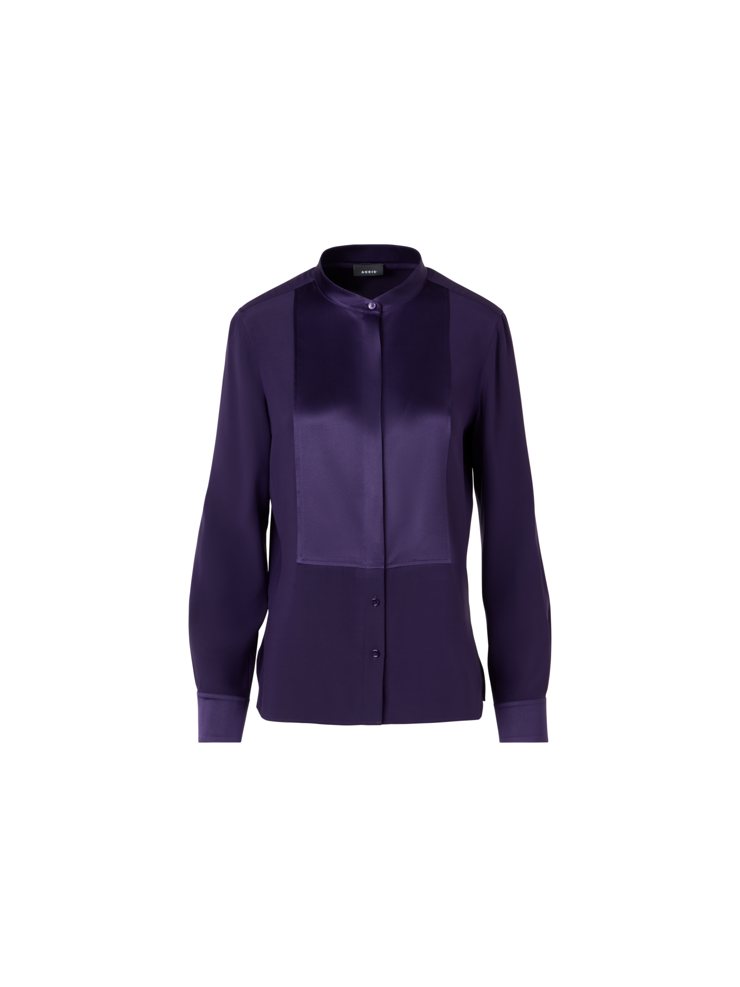 Designer Langärmelige Bluse aus Seiden-Stretch - Violett