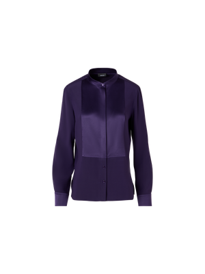 Designer Langärmelige Bluse aus Seiden-Stretch - Violett