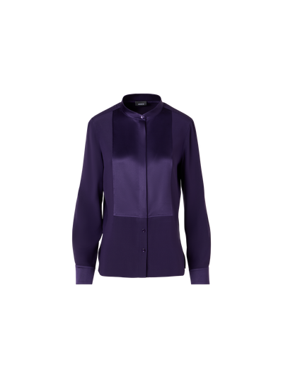 Designer Langärmelige Bluse aus Seiden-Stretch - Violett