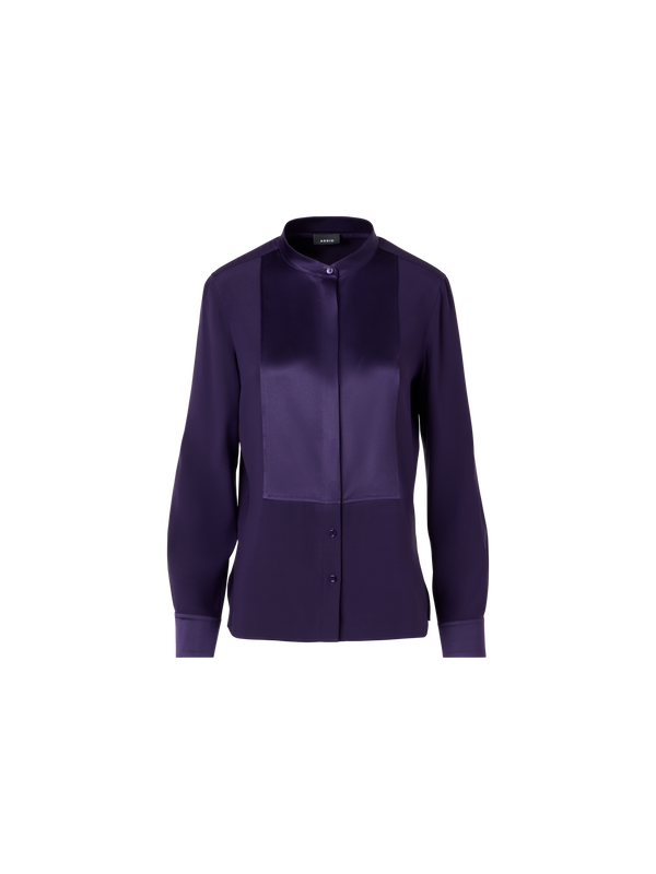 Designer Langärmelige Bluse aus Seiden-Stretch - Violett