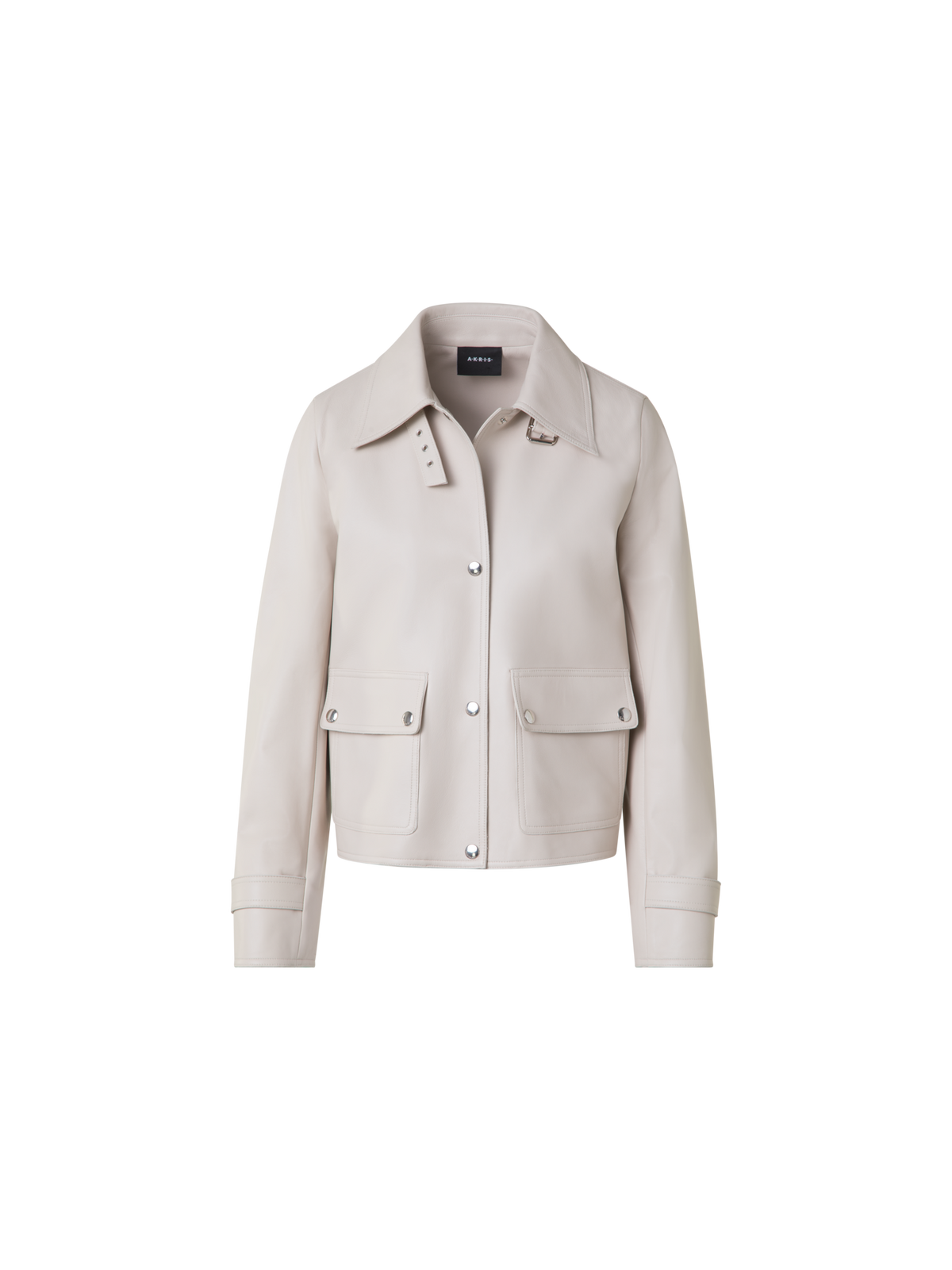 Designer Blouson Lederjacke - Grau - Beige