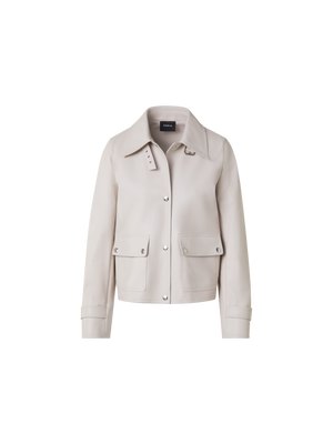 Designer Blouson Lederjacke - Grau - Beige