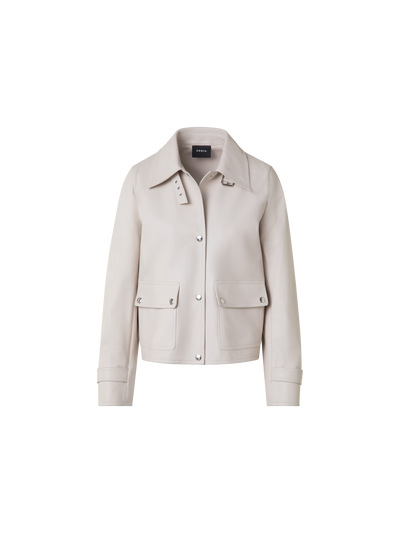 Designer Blouson Lederjacke - Grau - Beige
