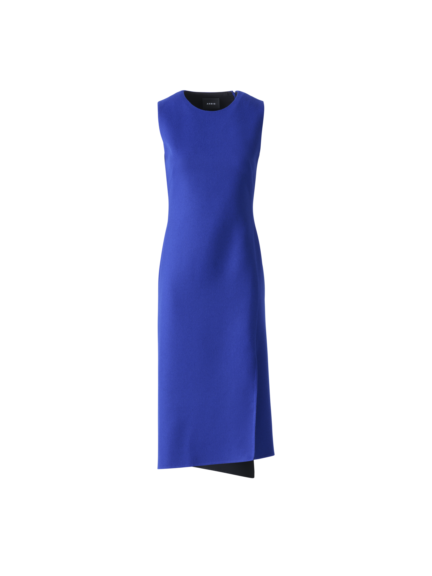 Designer Asymmetrisches Woll Doubleface Midikleid - Blau