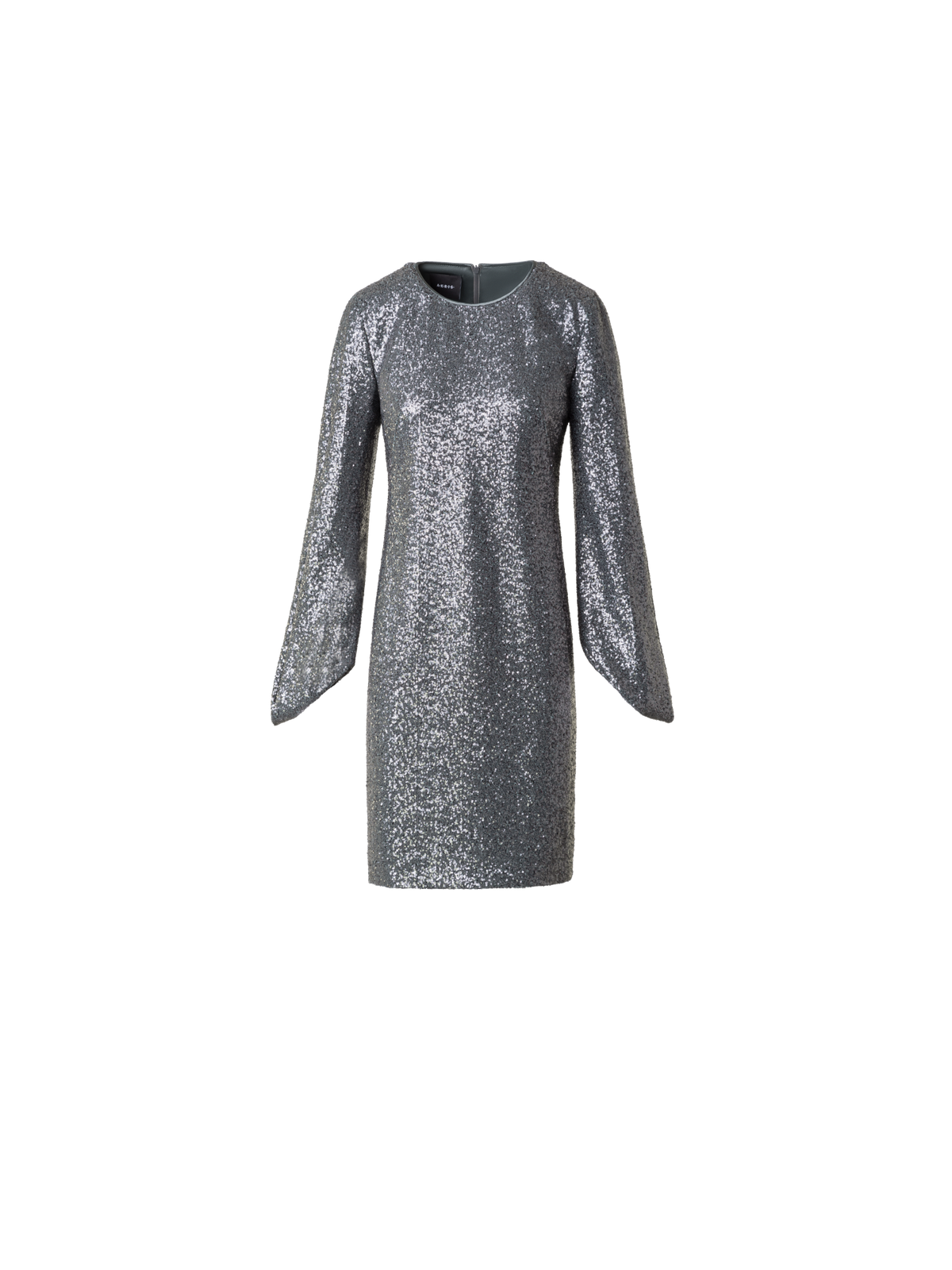 Designer Pailletten-Cocktailkleid mit langen Ärmeln - Grau - Silber