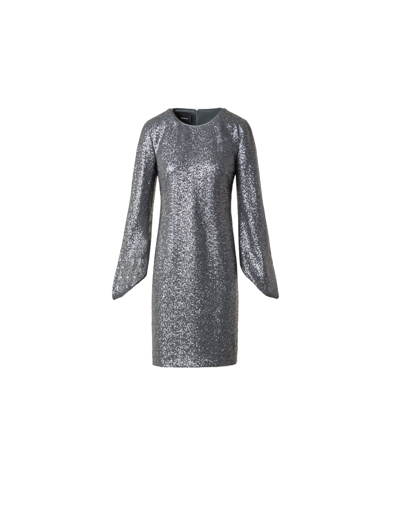 Designer Pailletten-Cocktailkleid mit langen Ärmeln - Grau - Silber