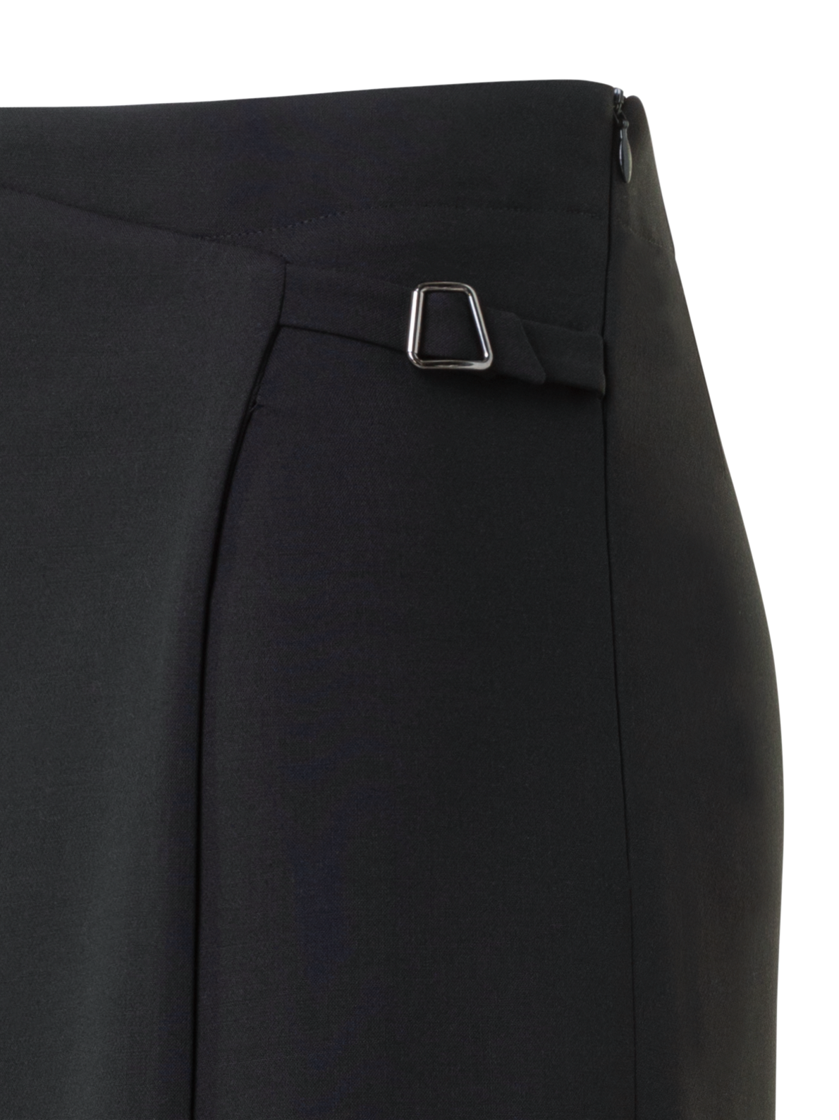 Designer Gerade Woll-Doubleface Hose mit Schürze - Schwarz