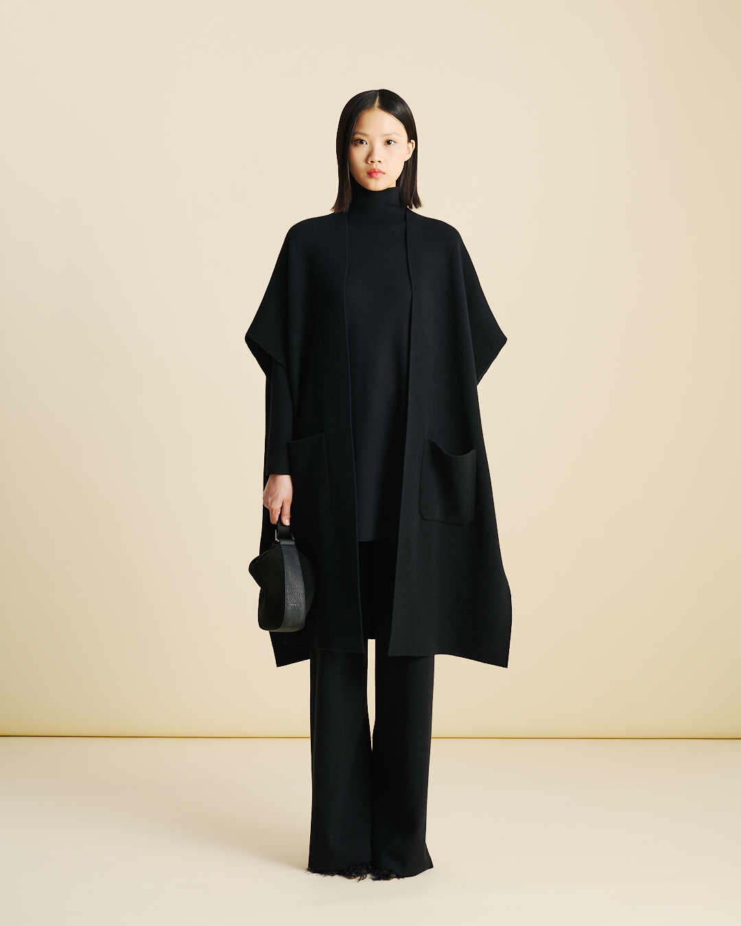 Designer Leicht ausgestellte Kaschmir Seide Strickhose - Schwarz #editorial