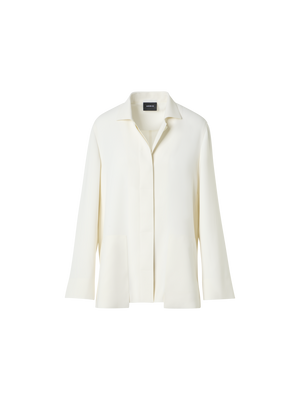 Designer Harp lange Jacke aus Techno-Crêpe mit aufgesetzter Tasche - Ecru