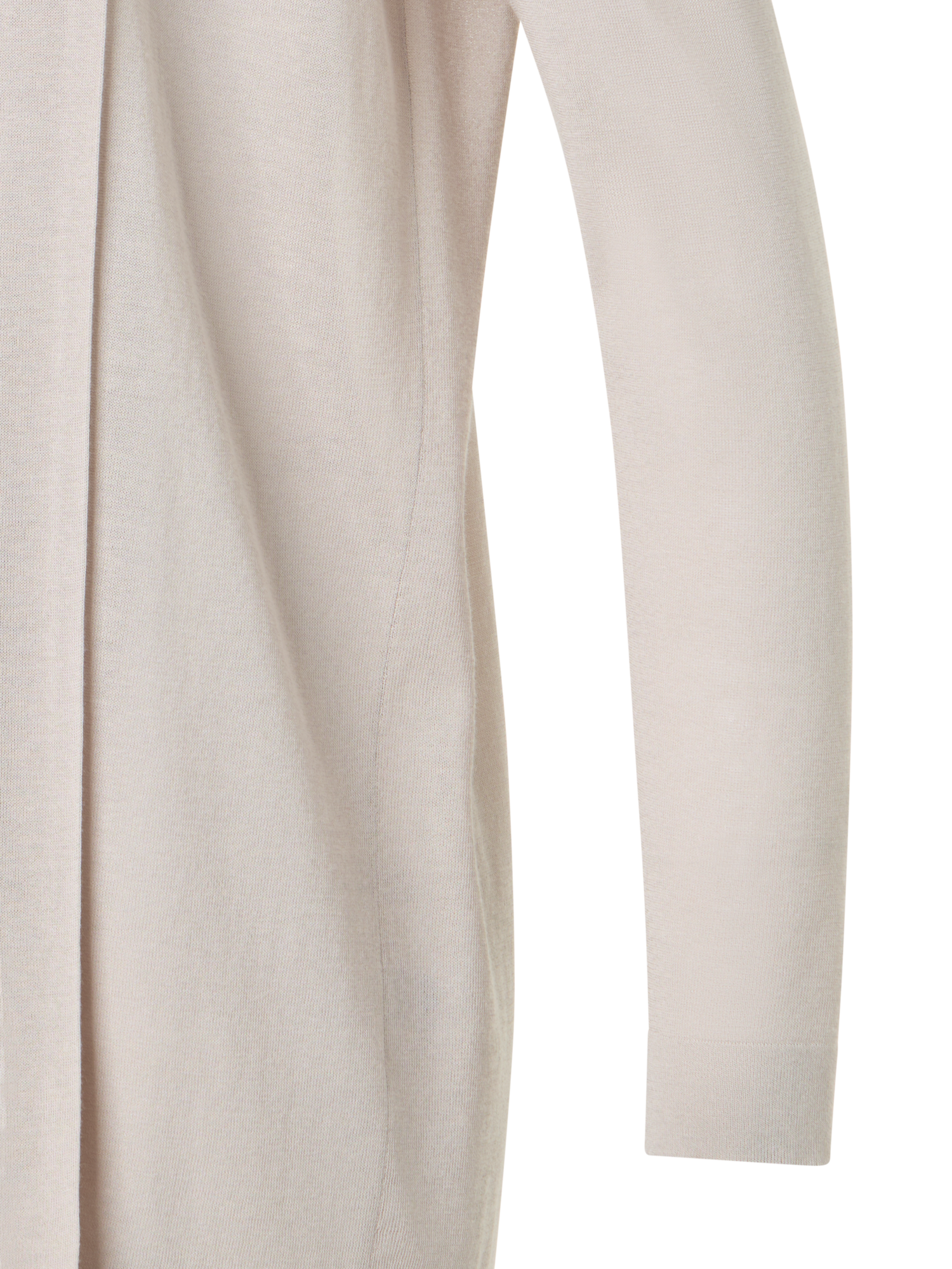 Designer Langer Cardigan aus Seidenbaumwolle mit Schalkragen - Beige