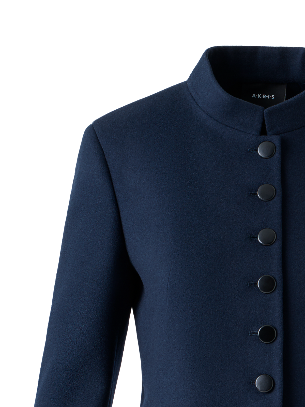 Designer Kurze Taillierte Wollflanell Doubleface Jacke - Dunkelblau - Blau