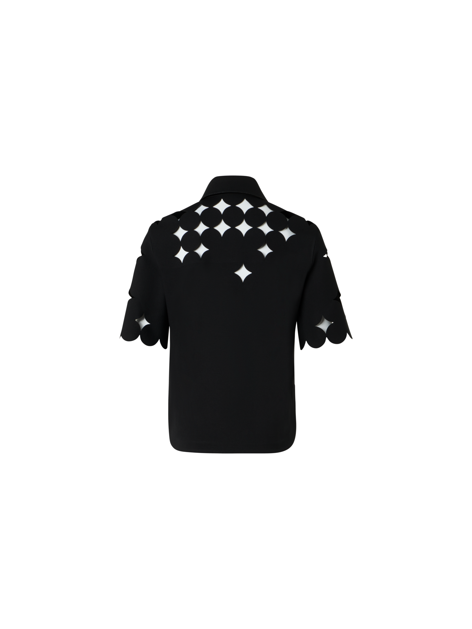 Designer Poloshirt mit Dropping-Dot-Ausschnitt - Schwarz