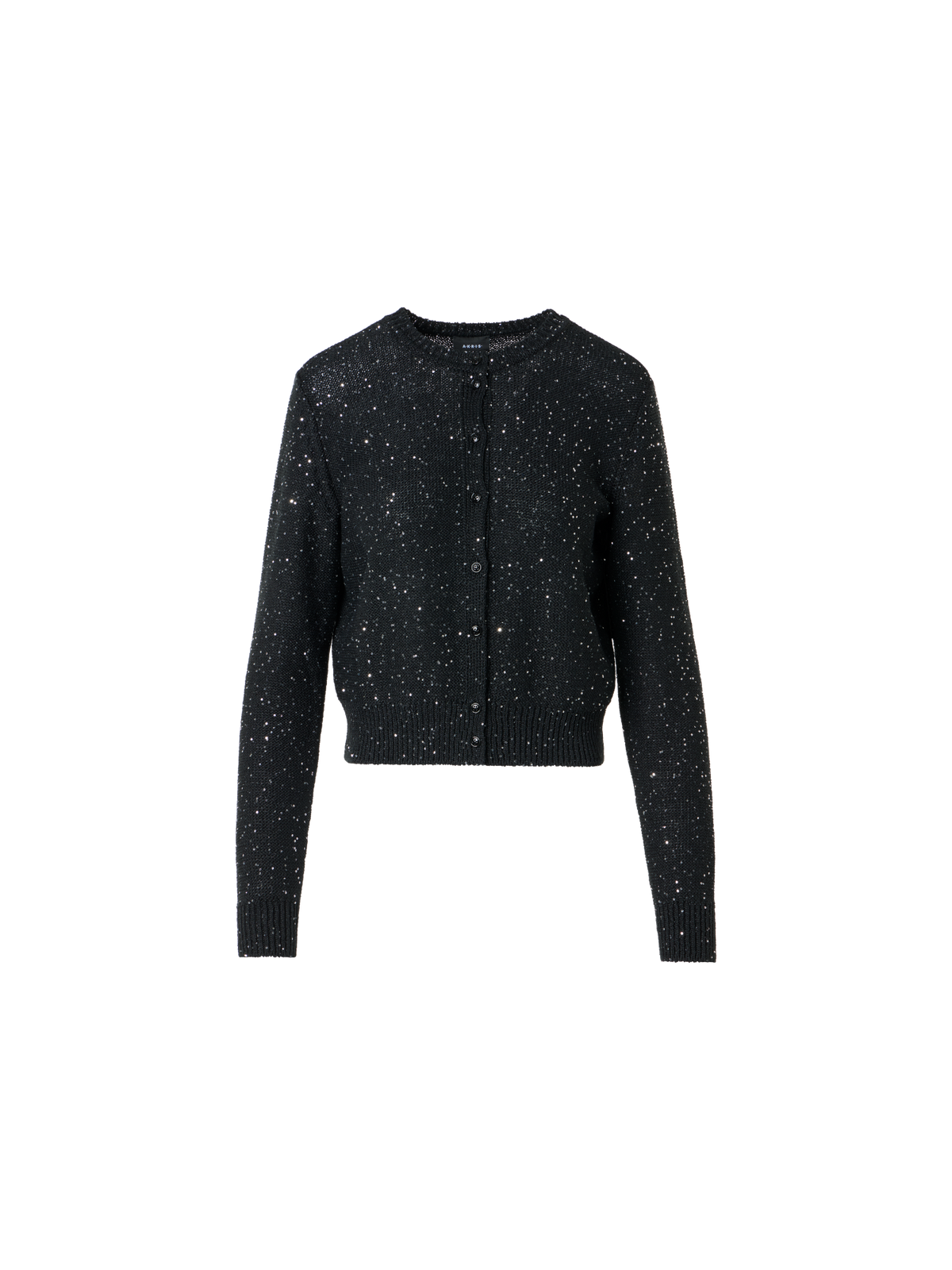 Designer Leinen-Baumwoll-Cardigan mit Mikropailletten - Schwarz