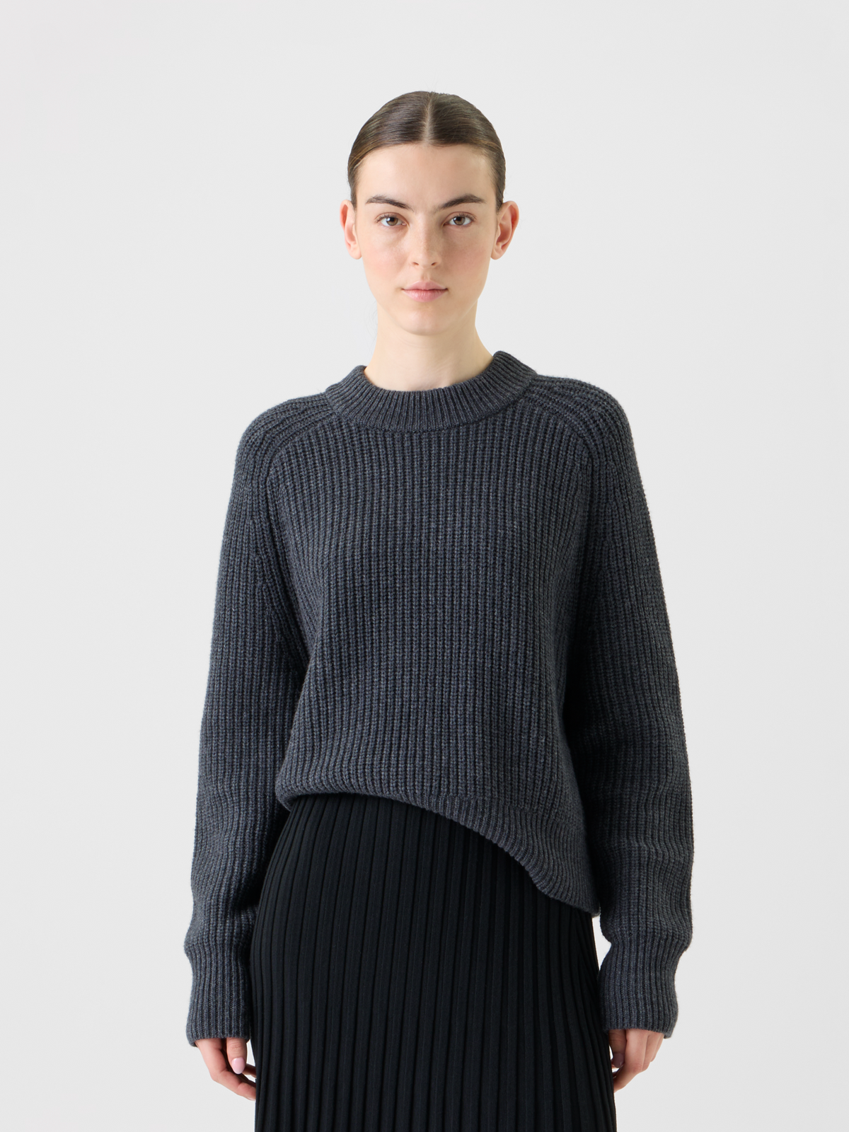 Designer Oversized Wolle Kaschmir Rippenstrick Pullover - Grau #editorial
