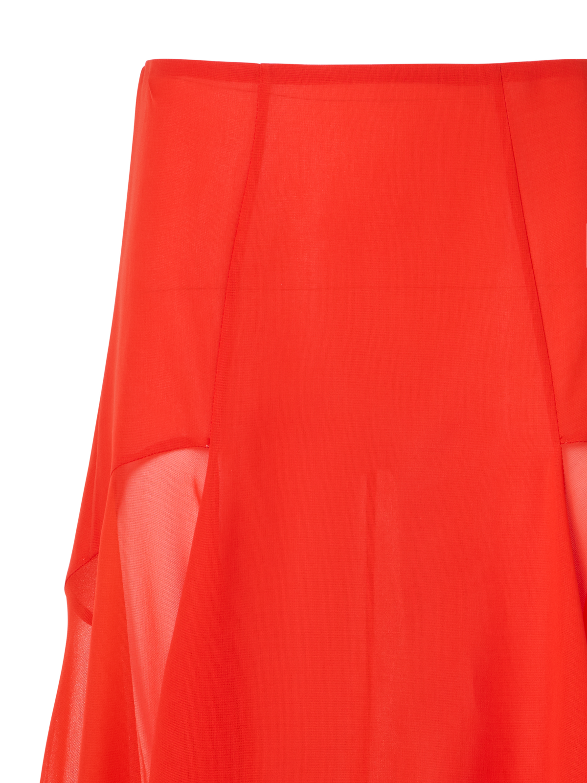 Designer Ausgestellter Midirock aus Seidenorganza - Rot