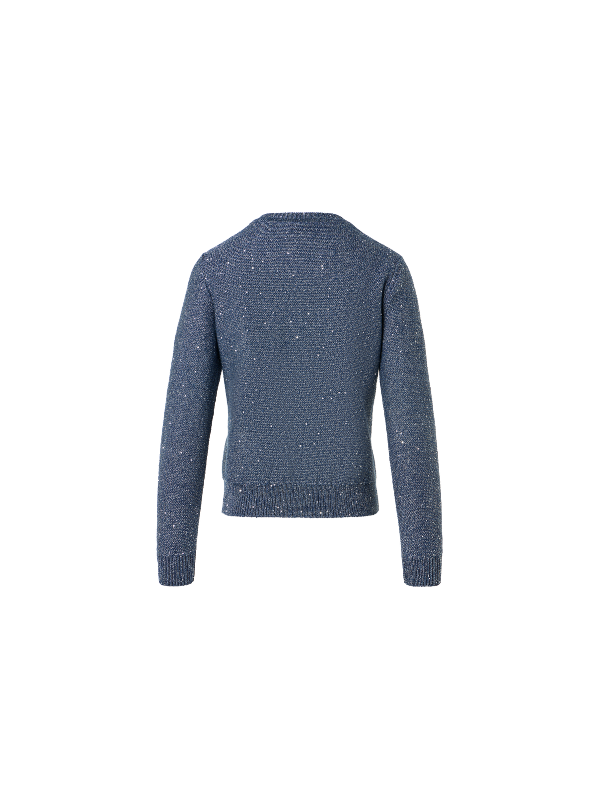 Designer Strickpullover aus Leinen-Baumwolle mit Mikropailletten - Blau