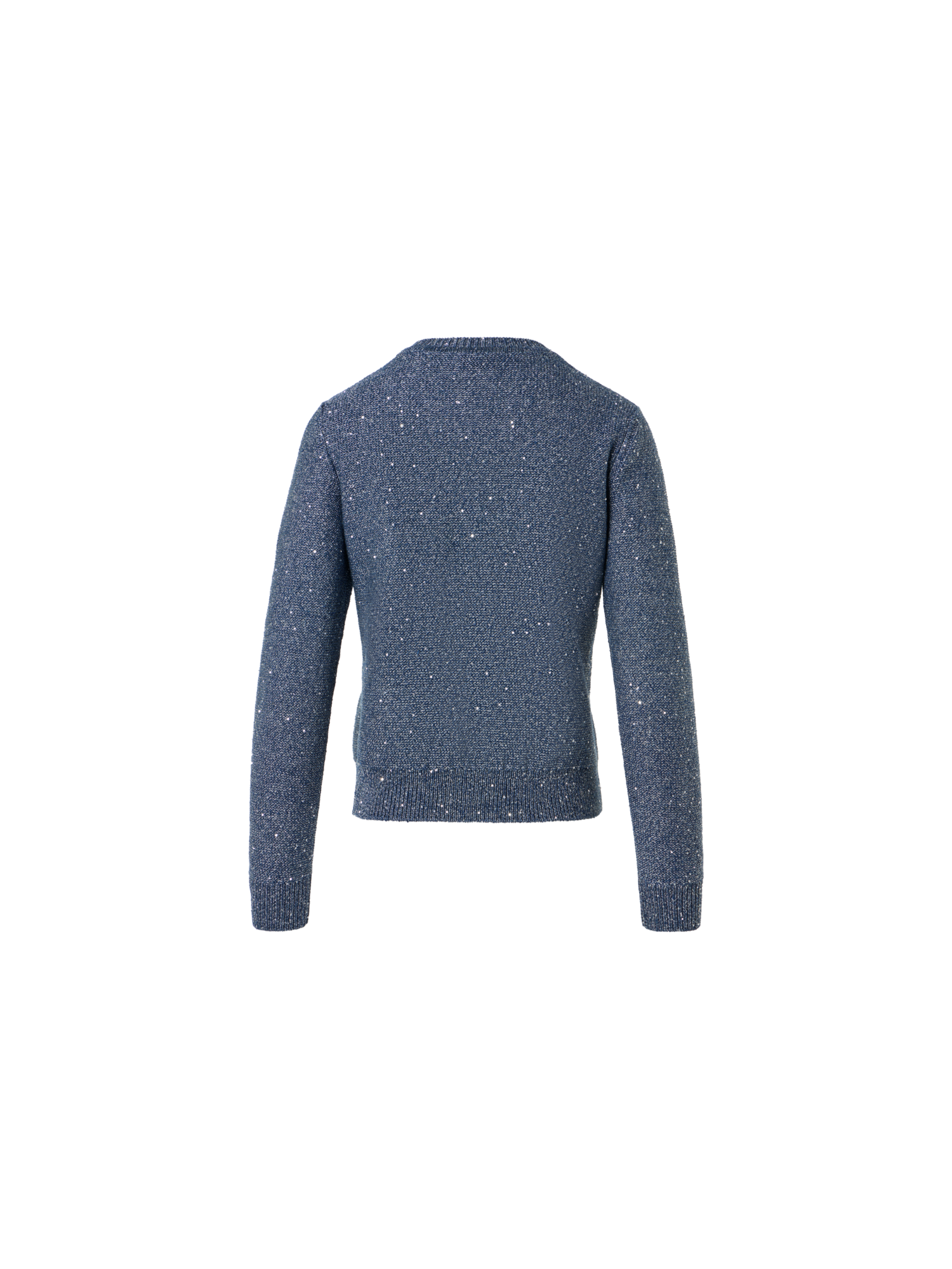 Designer Strickpullover aus Leinen-Baumwolle mit Mikropailletten - Blau