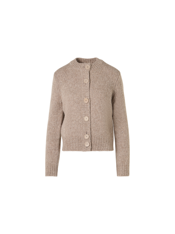 Designer Cardigan aus flauschigem Alpaka - Beige