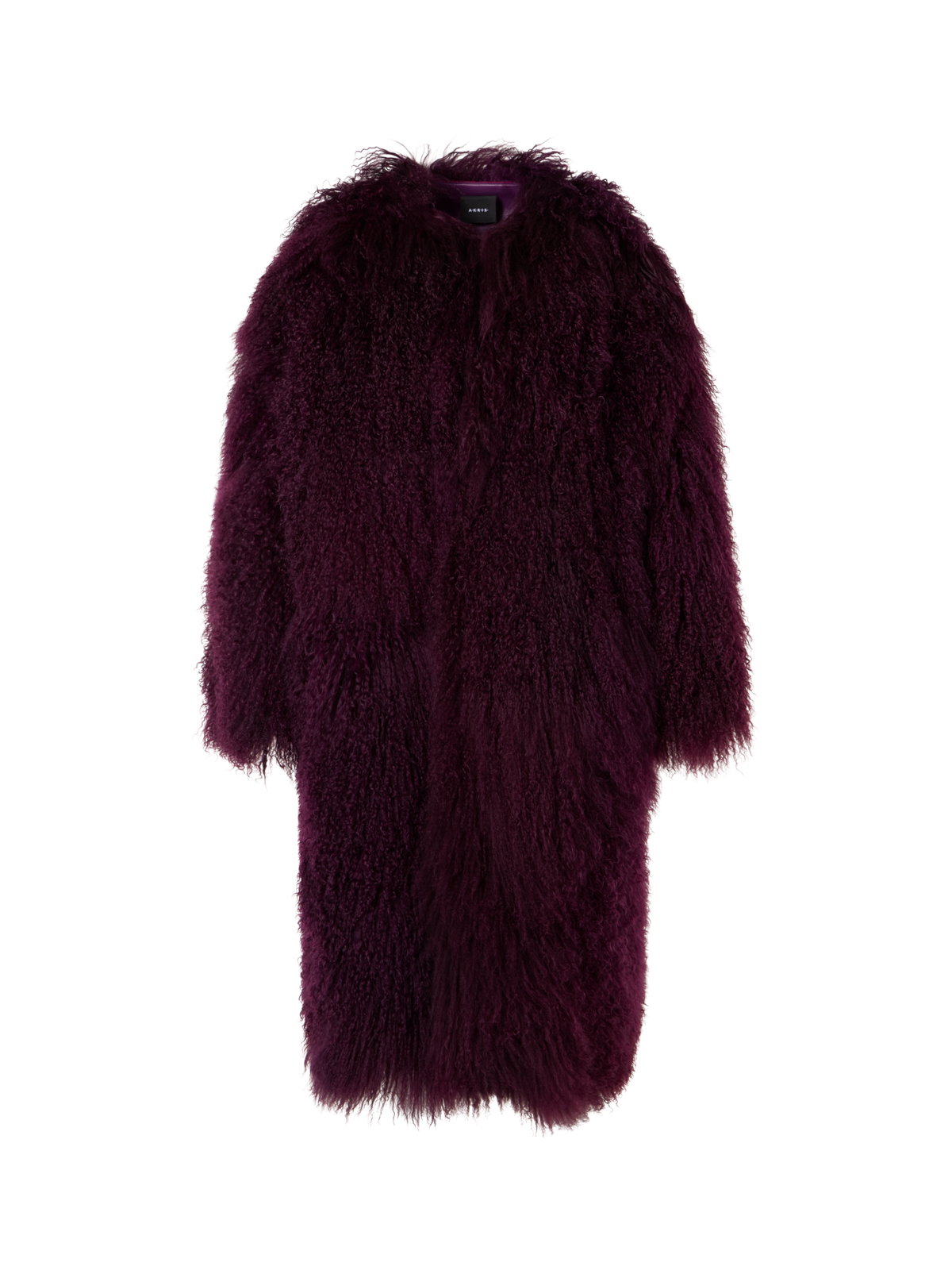 Designer Oversize-Mantel aus langhaarigem Lamm-Shearling - Rot - Violett