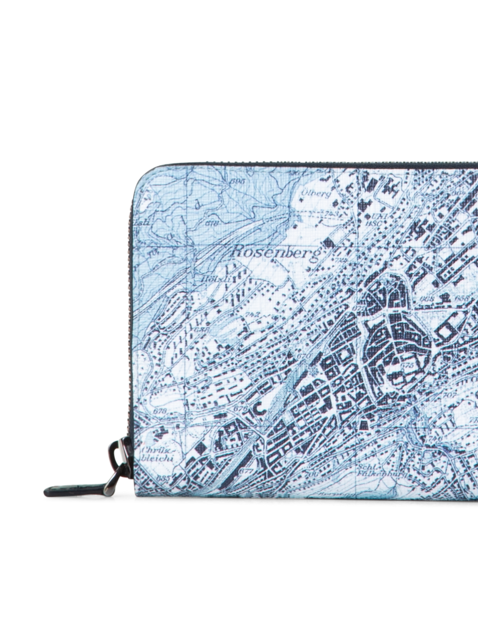 Designer Long Zip Wallet mit St. Gallen Map Druck - Blau - Bunt