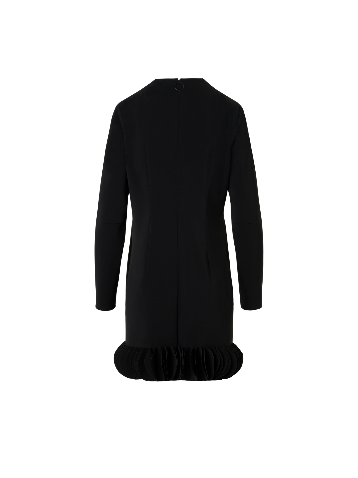 Designer Kleid aus Crêpe mit 3D-Punktsaum und Lasercut - Schwarz