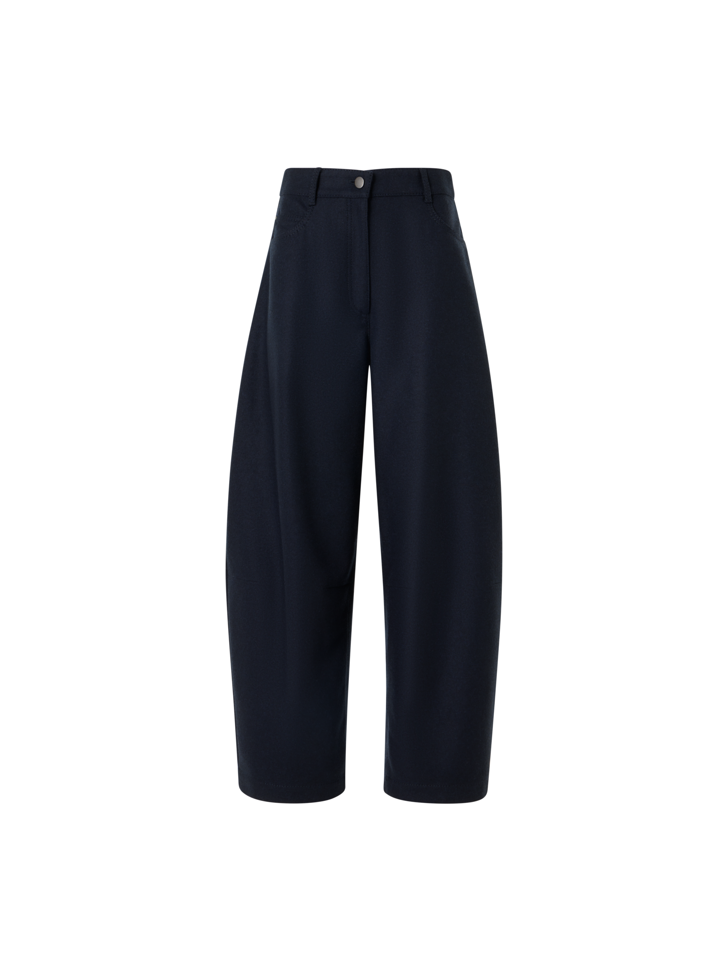Designer Barrel-Leg Hose aus schwerem Wollflanell - Dunkelblau