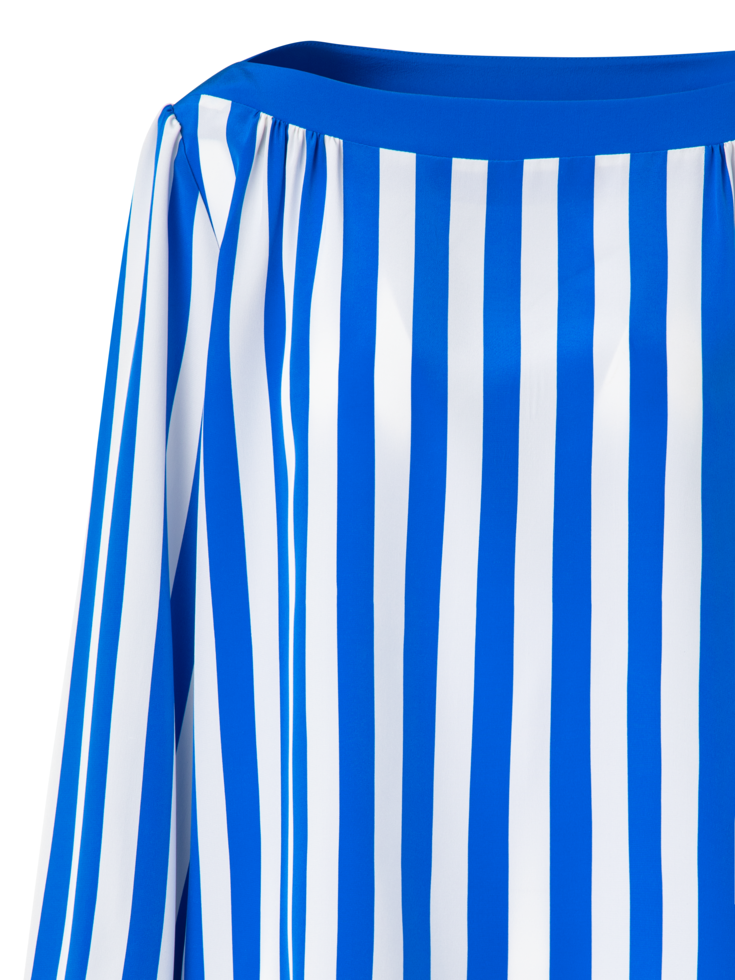 Designer Seidenbluse mit Deck Chair Stripe Druck - Blau - Bunt - Weiss