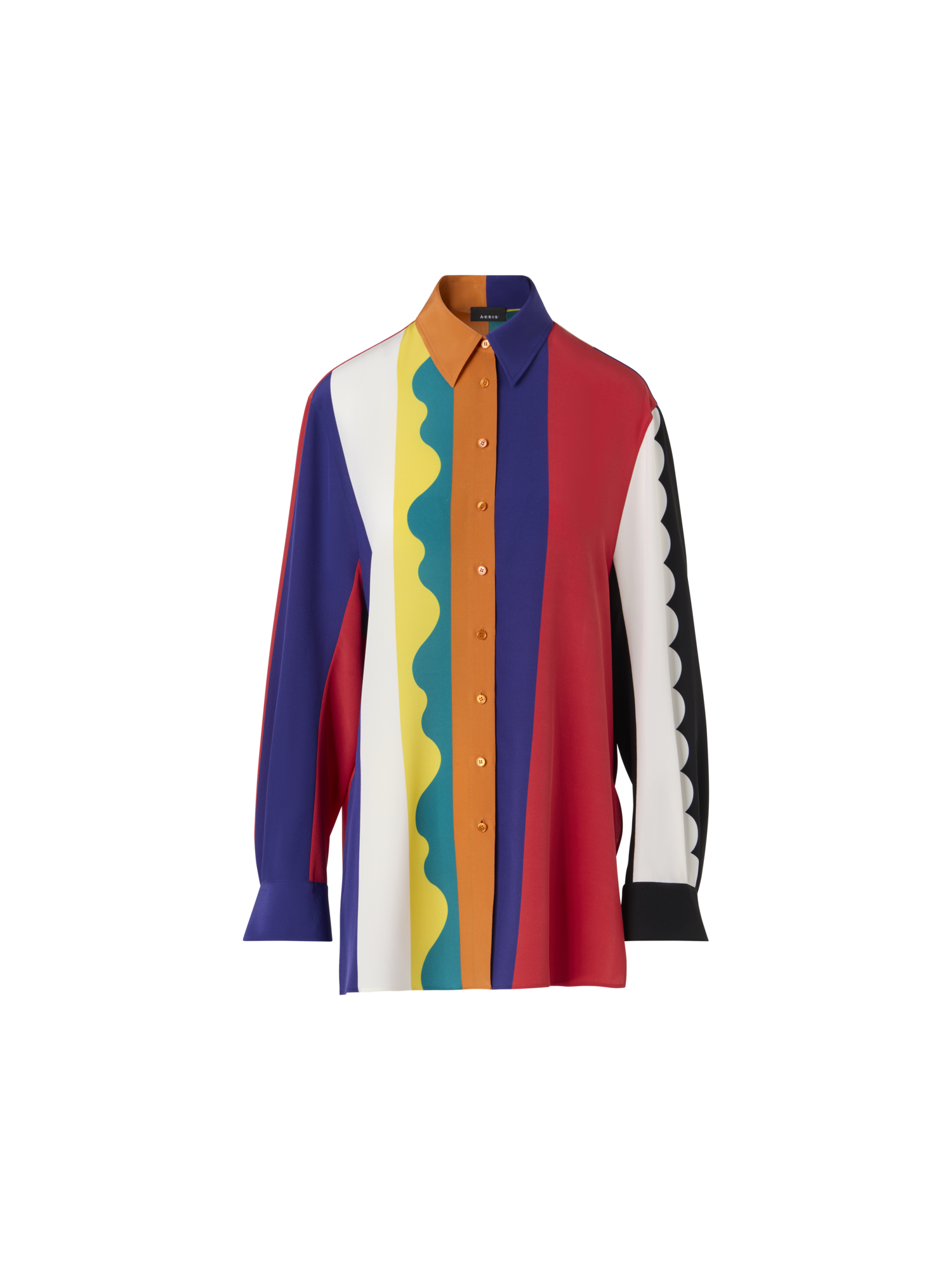 Designer Oversize-Seidenbluse mit Paravent-Druck - Bunt