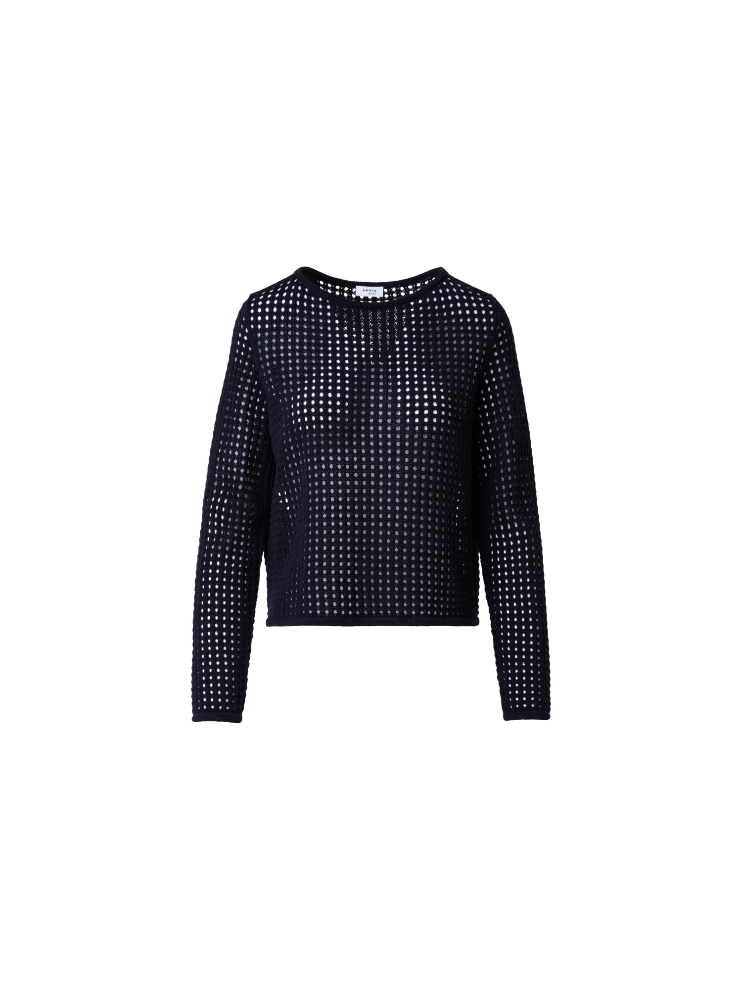 Designer Strickpullover aus grobem Baumwollmesh - Dunkelblau - Blau
